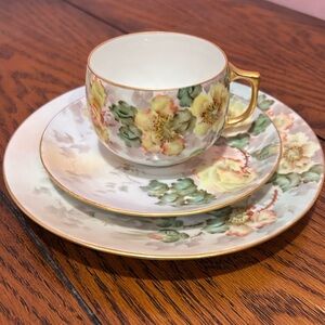 Vintage Thomas Bavaria Floral Porcelain Tea Cup, Saucer, Plate - 4 Sets